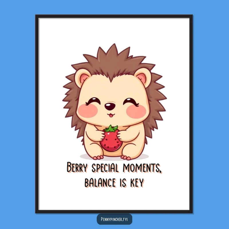 Blushing Hedgehog Berry Art: Free Printable Downloadable Decor for Sweet Spaces