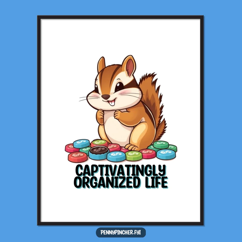 Free Printable Wall Art: Funny Chipmunk Bottle Cap Collector - Quirky Home Decor!