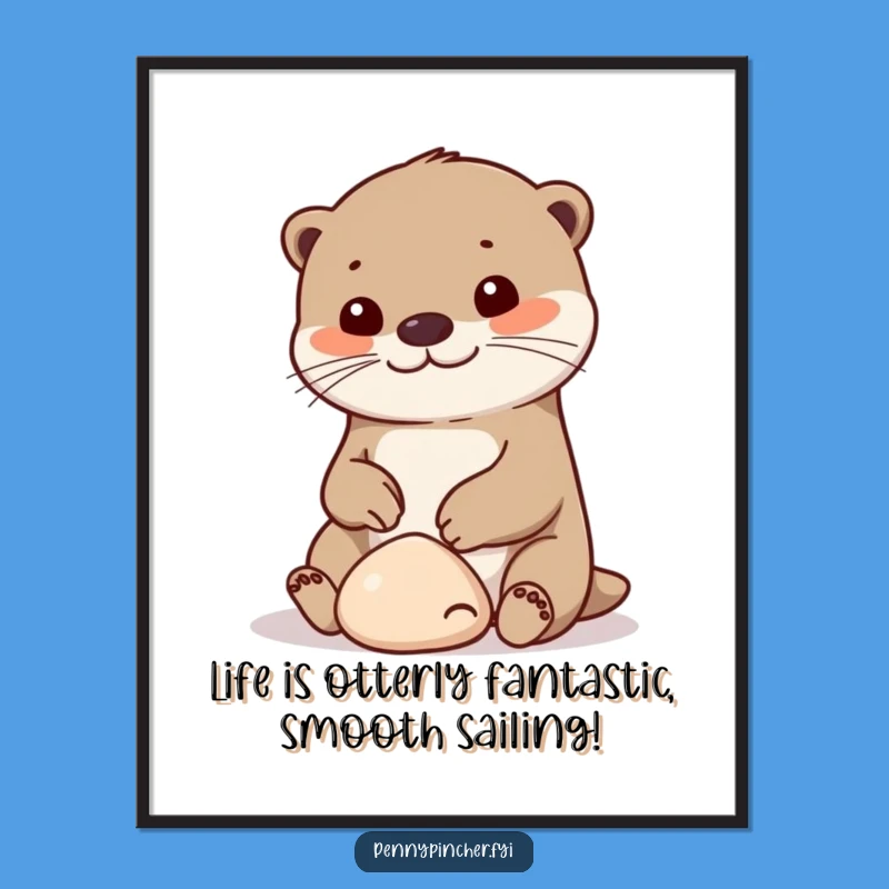 Cheerful Otter Pebble Art: Free Printable Downloadable Decor with Playful Vibes