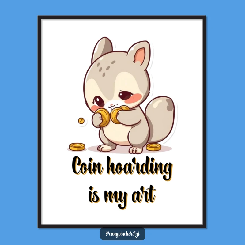 Free Printable Wall Art: Mischievous Coin Hider Animal, Hilarious Downloadable Decor
