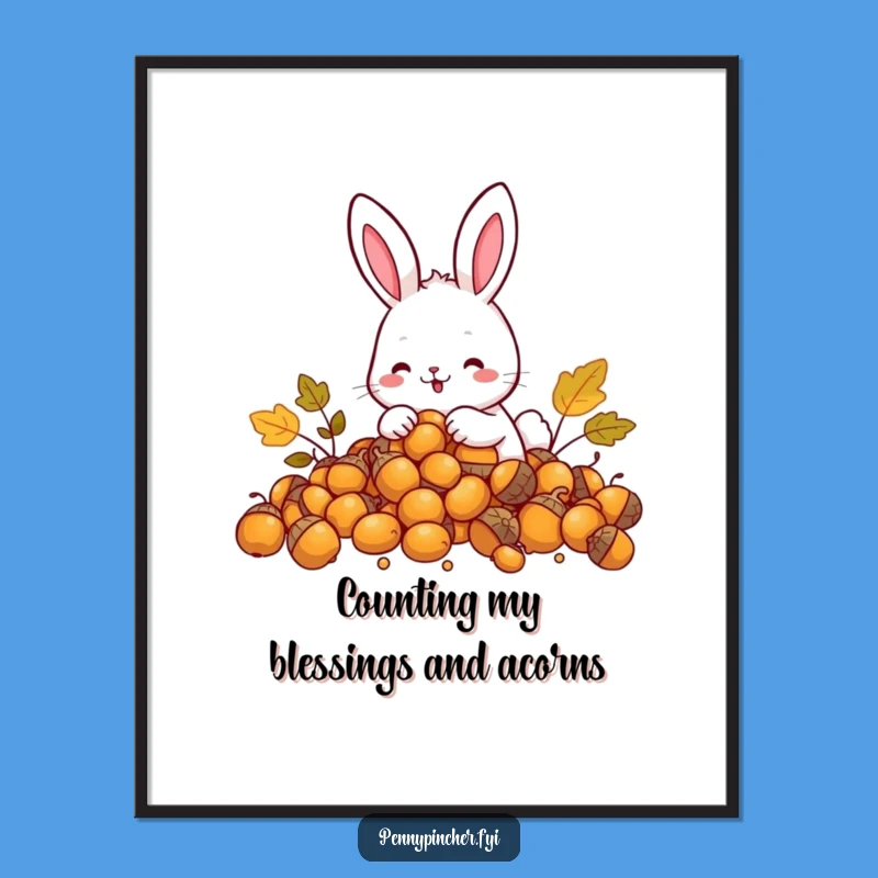 Free Printable Rabbit Wall Art - Happy Acorn Counting Downloadable Decor