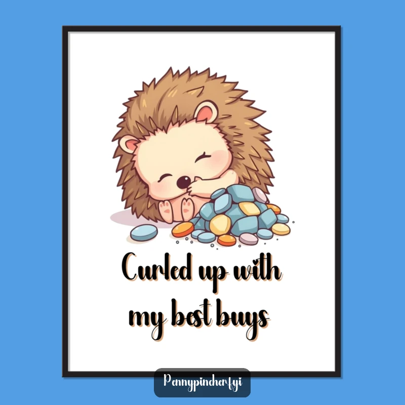 Free Printable Wall Art: Hedgehog's Treasure Trove - Cozy Downloadable Decor