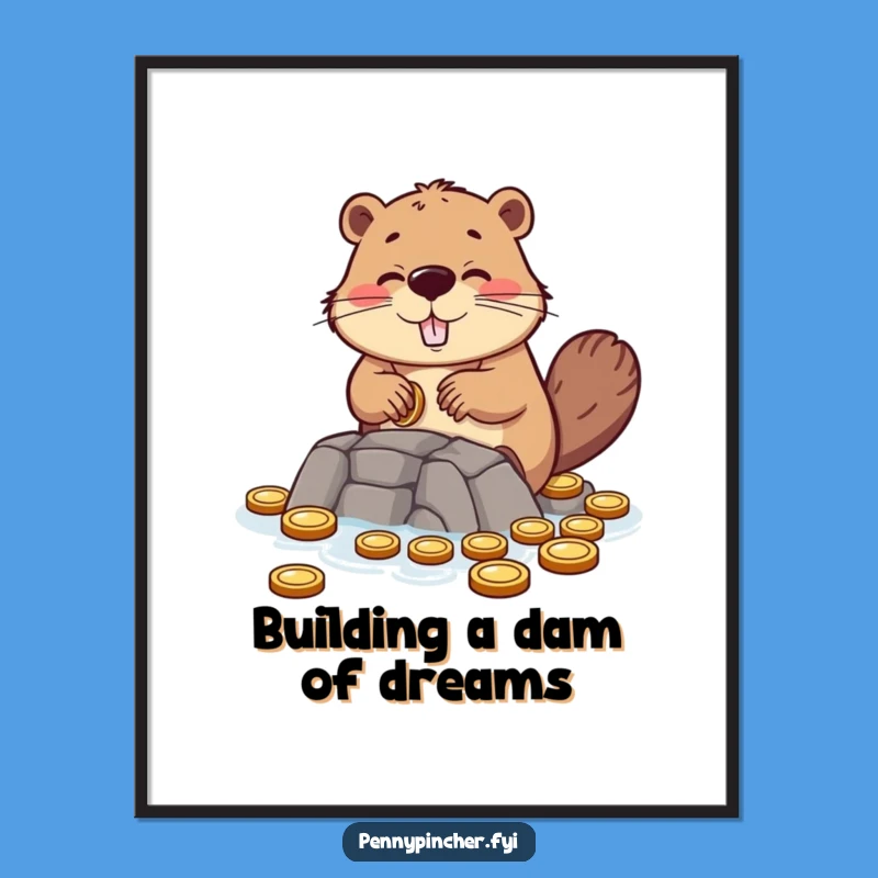 Free Printable Beaver Wall Art: Coin Dam Wealth Downloadable Art Print