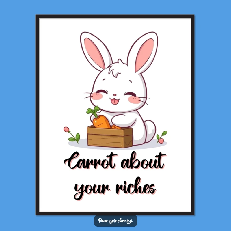 Free Printable Rabbit Wall Art: Funny Carrot Treasure Downloadable Poster for a Playful Room