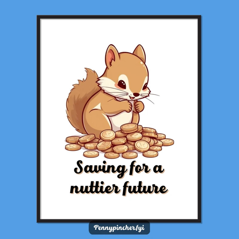 Free Printable Wall Art: Counting Squirrel, Quirky Financial Art, Funny Downloadable Gift