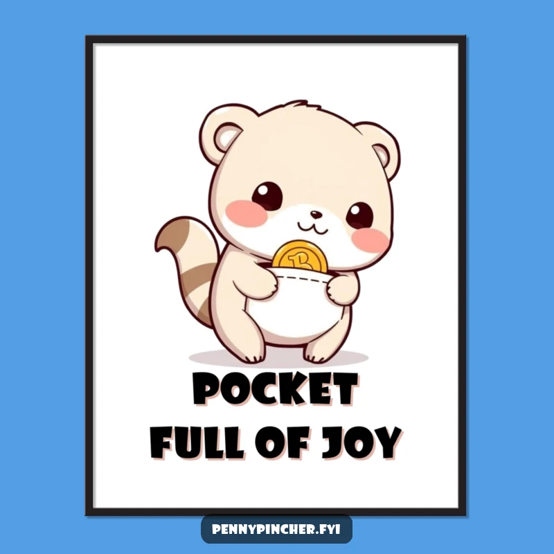 Free Printable Wall Art: Relieved Coin Finder Animal, Whimsical Downloadable Decor