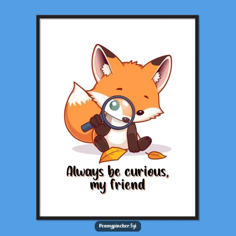 Funny Free Printable Wall Art: Focused Fox Curiosity, Quirky Downloadable Decor for the Inquisitive