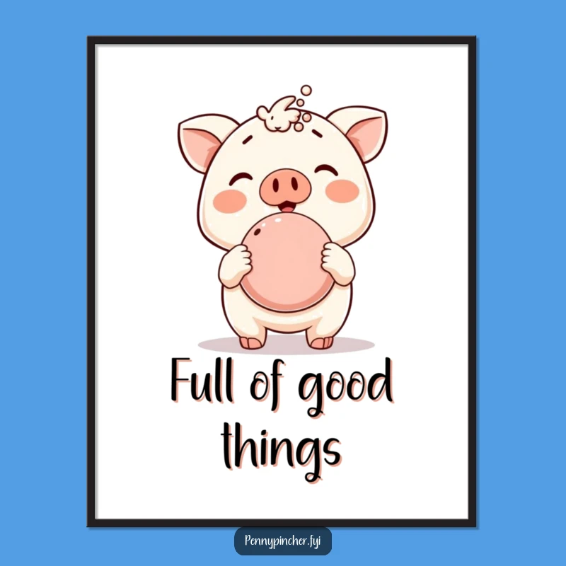 Funny Free Printable Wall Art: Overflowing Piggy Bank Animal Art, Humorous Decor
