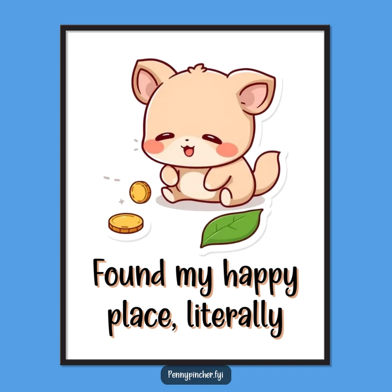 Funny Free Printable Wall Art: Relieved Animal Coin Find - Quirky Downloadable Decor