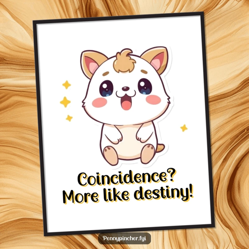 Funny Free Printable Wall Art: A comical animal character with a surprised expression finding random loose change.