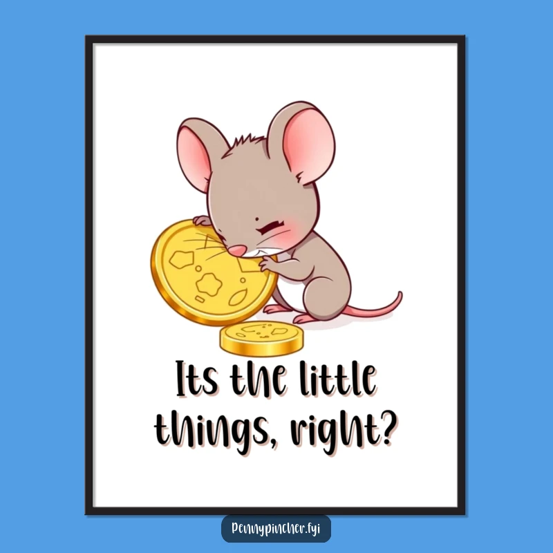 Free Printable Mouse Wall Art: Funny Coin Focus Decor Downloadable Gift