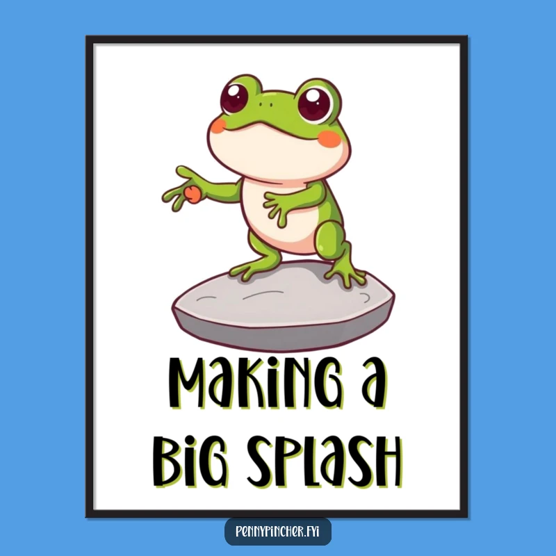 Free Printable Wall Art: Frog Coin Stepping Stone Funny Downloadable Art