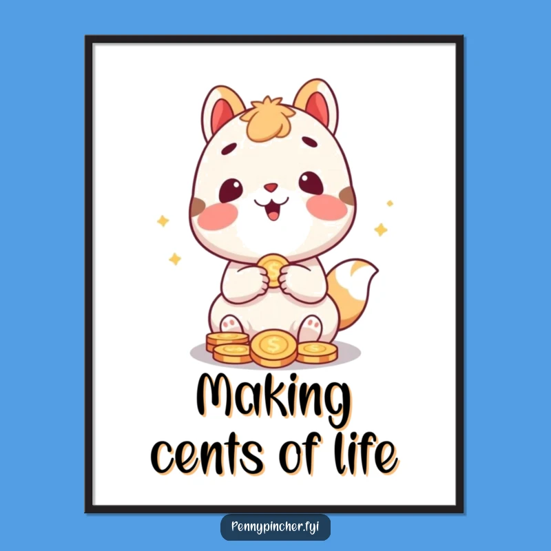 Free Printable Wall Art: Animal Counting Coins Funny Downloadable Poster