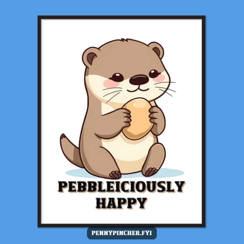 Free Printable Wall Art: Otter's Pebble Treasure - Humorous Animal Decor!
