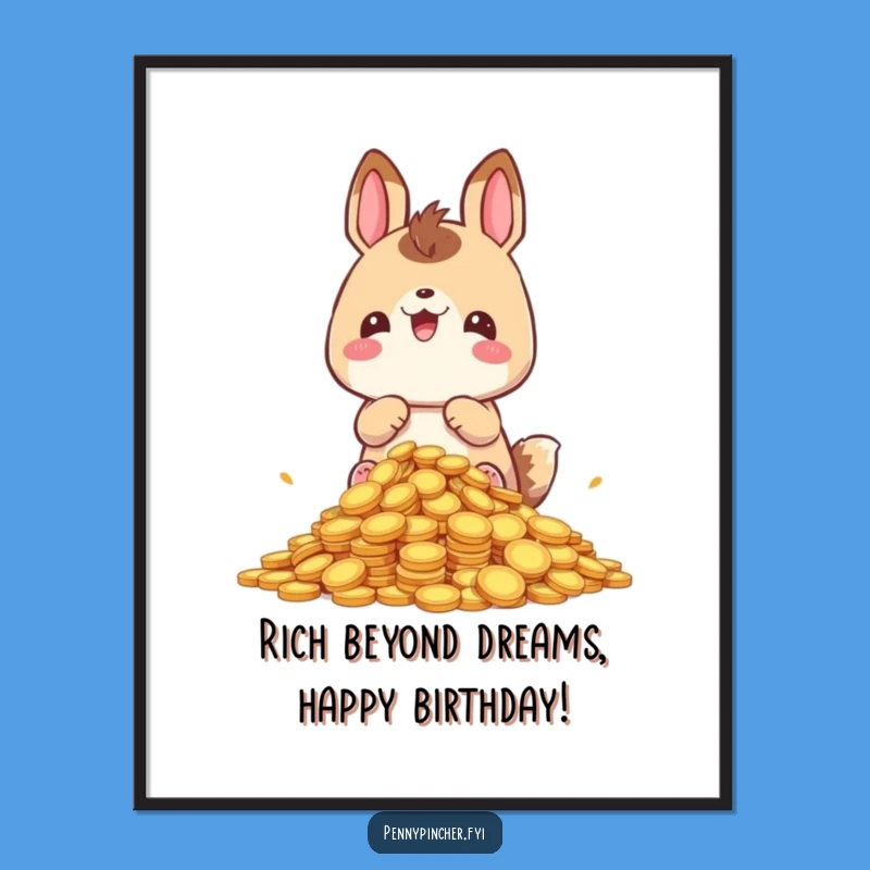 Happy Animal Free Printable Wall Art: Coin Hoarder downloadable art gift!