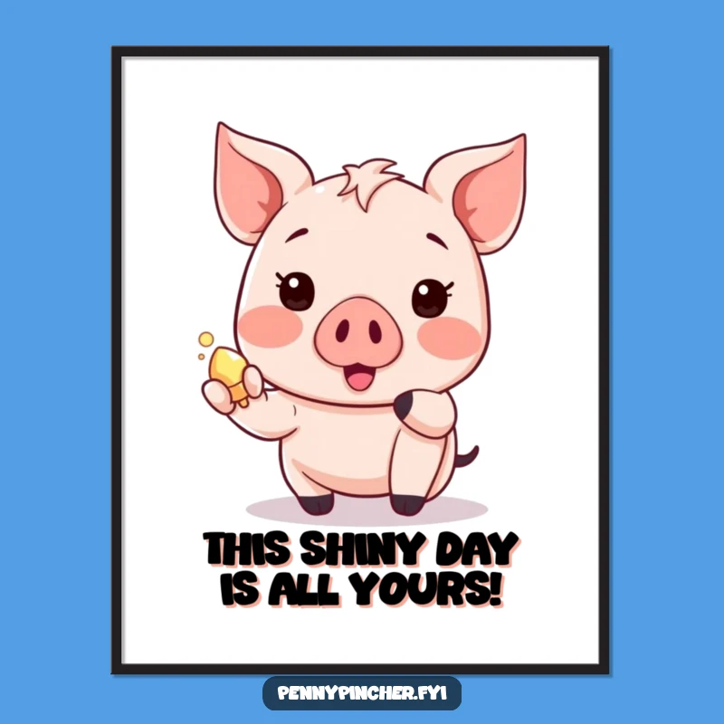 Whimsical Free Printable Wall Art: Piglet's Shiny Find, Downloadable Fun Decor!