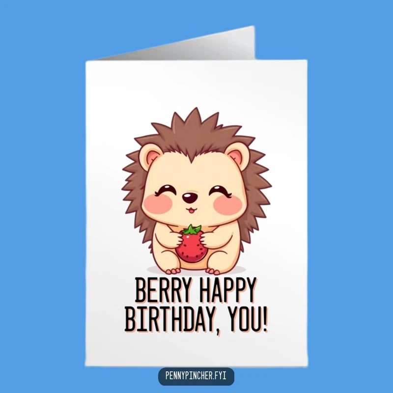 Blushing Hedgehog Berry Birthday Card: Free Printable Download for a Sweet Wish
