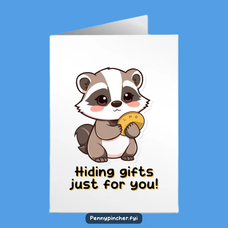 Free Printable Badger Birthday Card - Cautious Coin Hiding Fun Gift