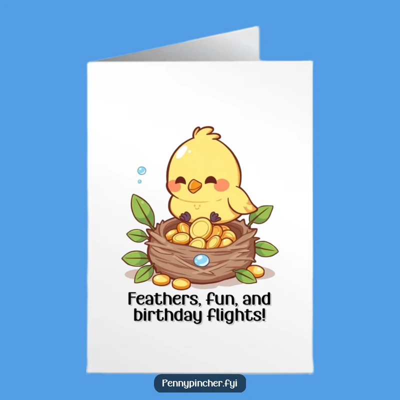 Free Printable Birthday Card: Bird Droplet Saver, Joyful Downloadable Gift for Fun