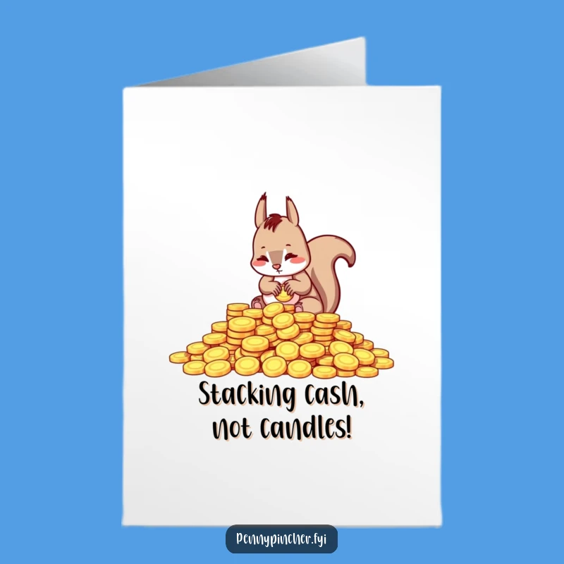 Free Printable Birthday Card: Counting Squirrel, Downloadable Gift, Funny Wealth Wish