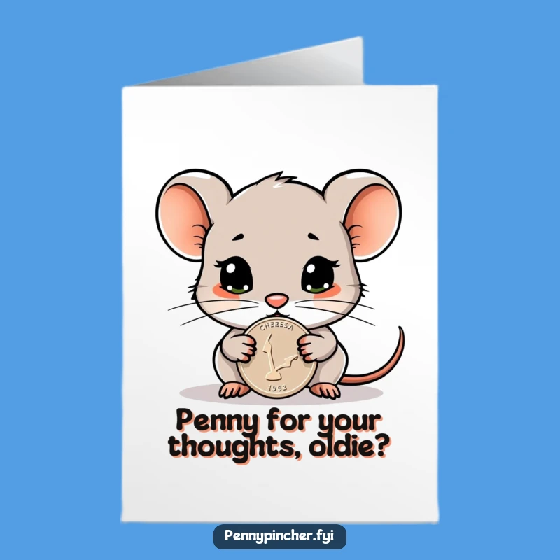 Free Printable Birthday Card: Guarding Mouse, Downloadable Gift, Funny Penny Wish