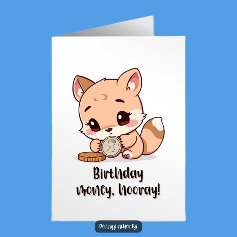 Free Printable Funny Animal Birthday Card Curious Coin Inspecting Downloadable Gift
