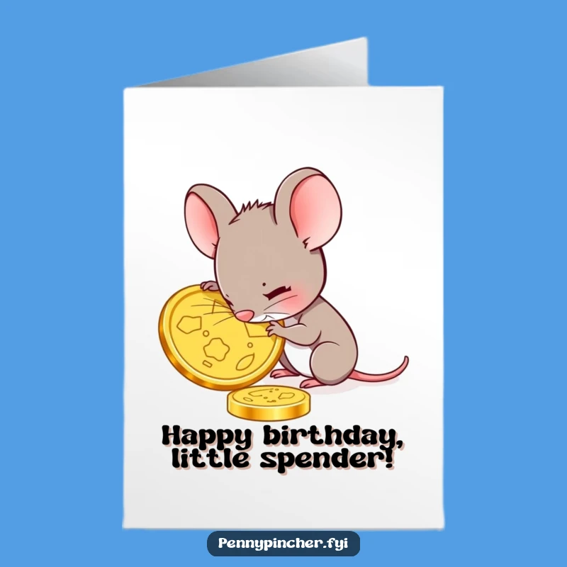 Free Printable Mouse Birthday Card: Funny Coin Focus Downloadable Gift