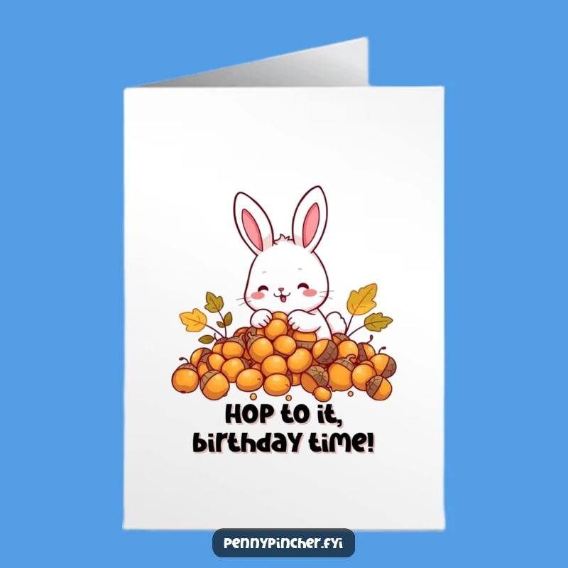 Free Printable Rabbit Birthday Card - Happy Acorn Counting Downloadable Gift