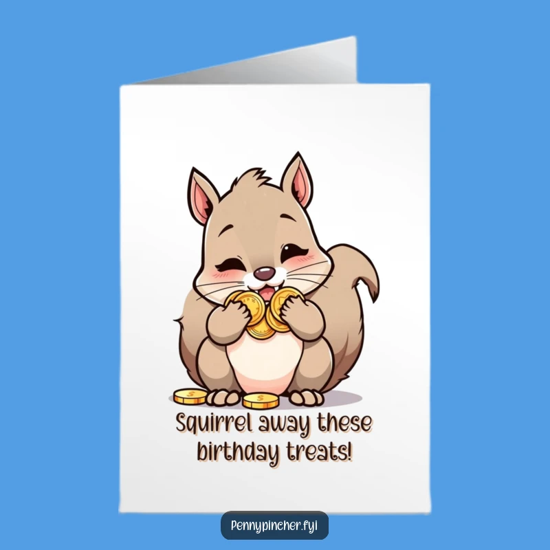 Free Printable Squirrel Birthday Card - Funny Cheeks Stuffed Coins Downloadable Gift