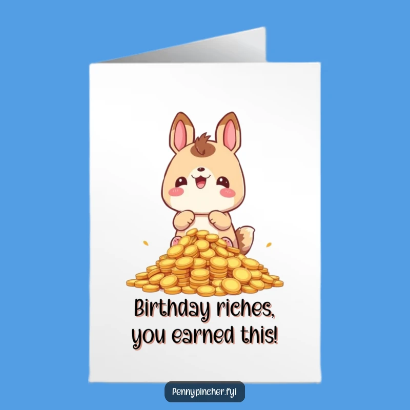 Happy Animal Free Printable Birthday Card: Coin Hoarder downloadable gift!
