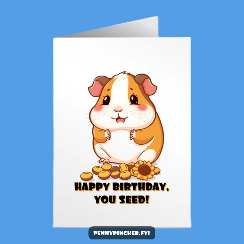 Content Guinea Pig Seed Birthday Card: Free Printable Download for a Cozy Wish