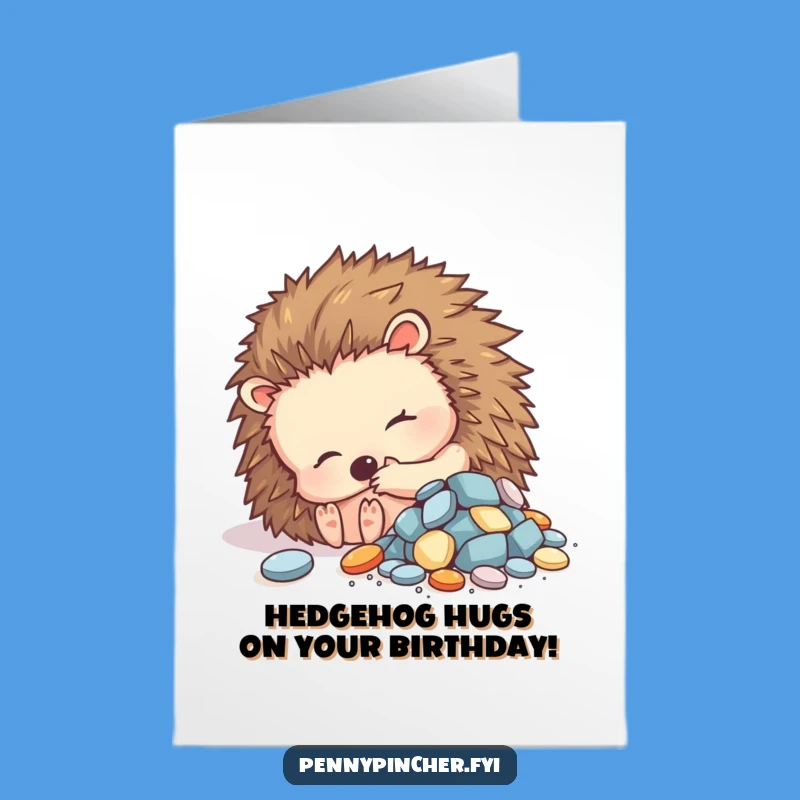 Free Printable Birthday Card: Hedgehog's Cozy Treasures - Sweet Downloadable Gift