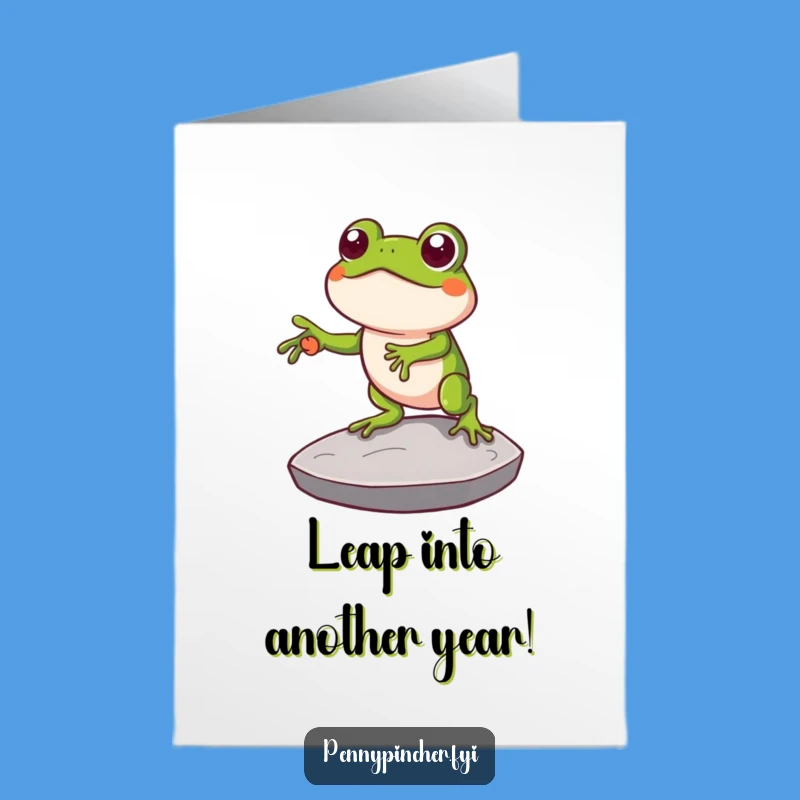 Free Printable Birthday Card: Frog Coin Stepping Stone Funny Gift