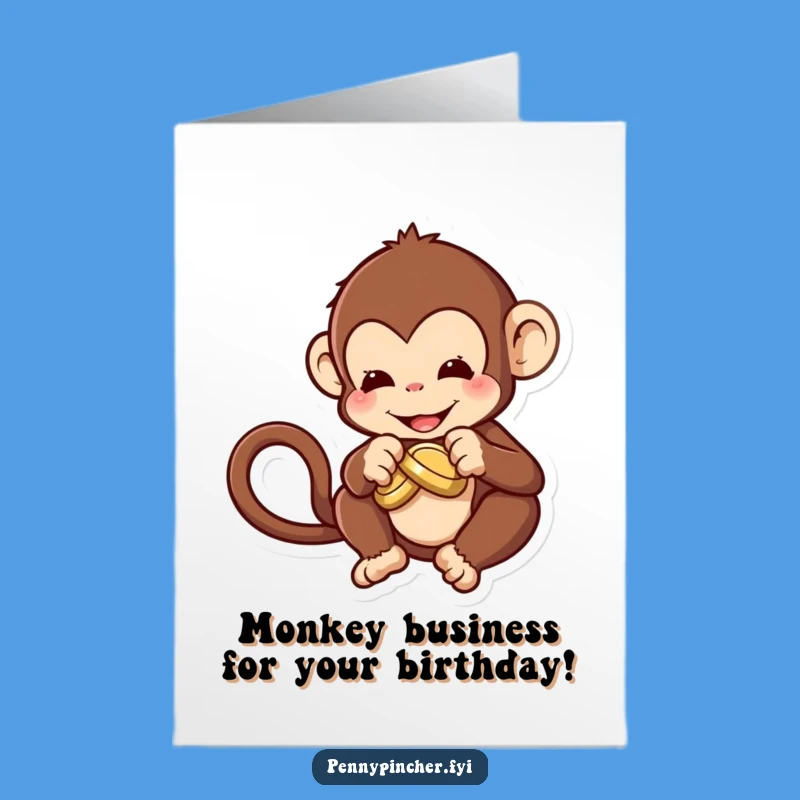 Free Printable Monkey Birthday Card, Funny Coin Knot, Downloadable & Easy to Print at Home