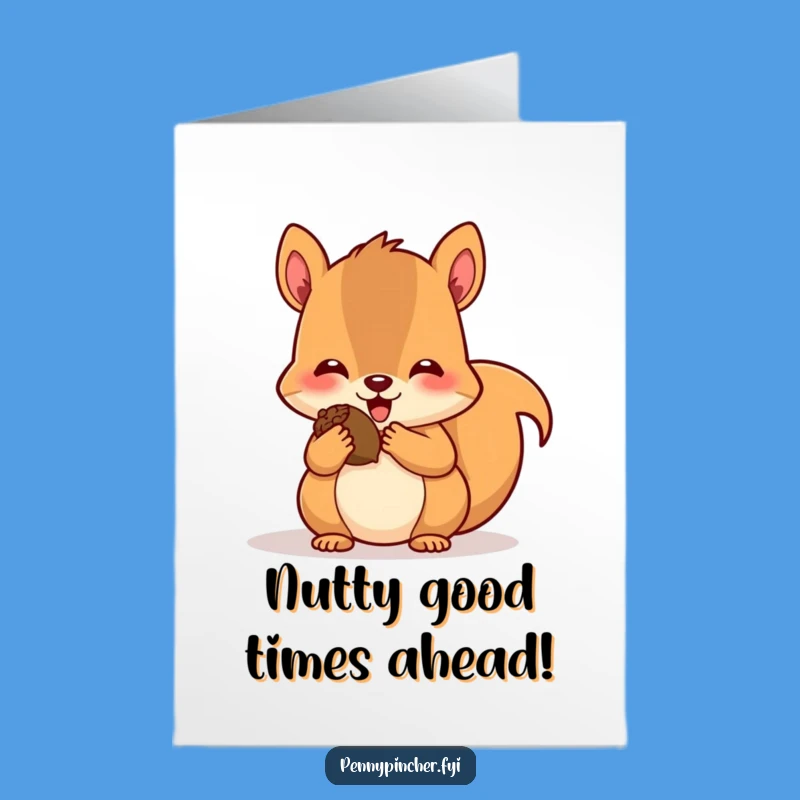 Free Printable Squirrel Birthday Card: Funny Acorn Lover Downloadable Gift for Him or Her