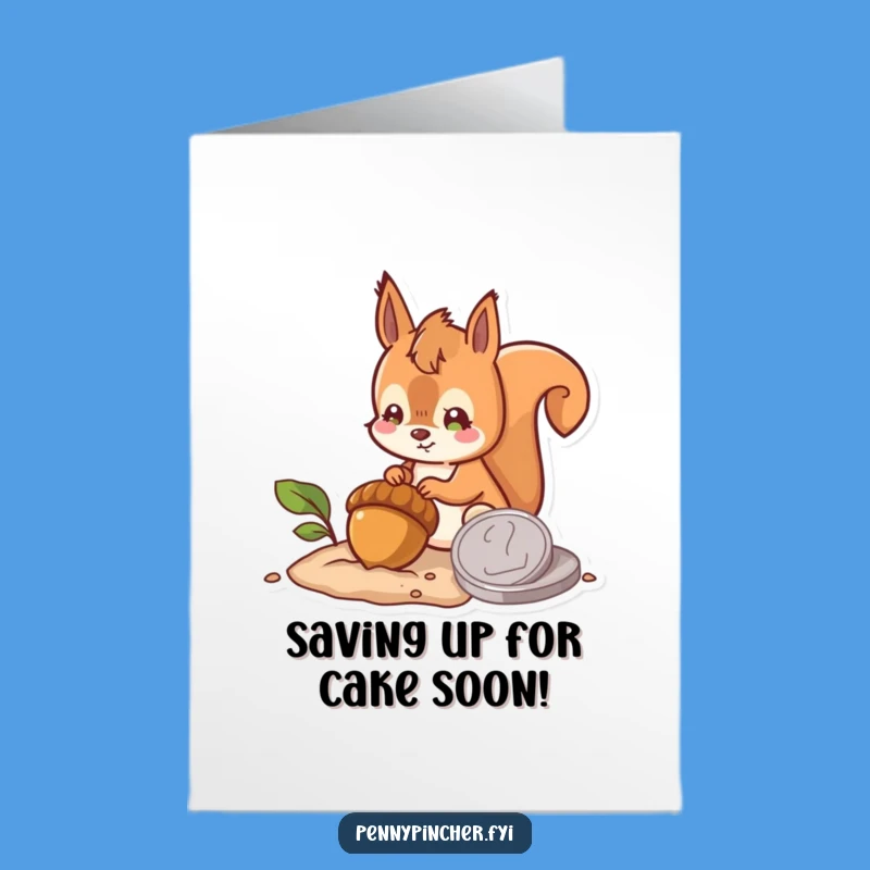 Free Printable Birthday Card: Squirrel Hiding Acorn & Coin Funny Gift