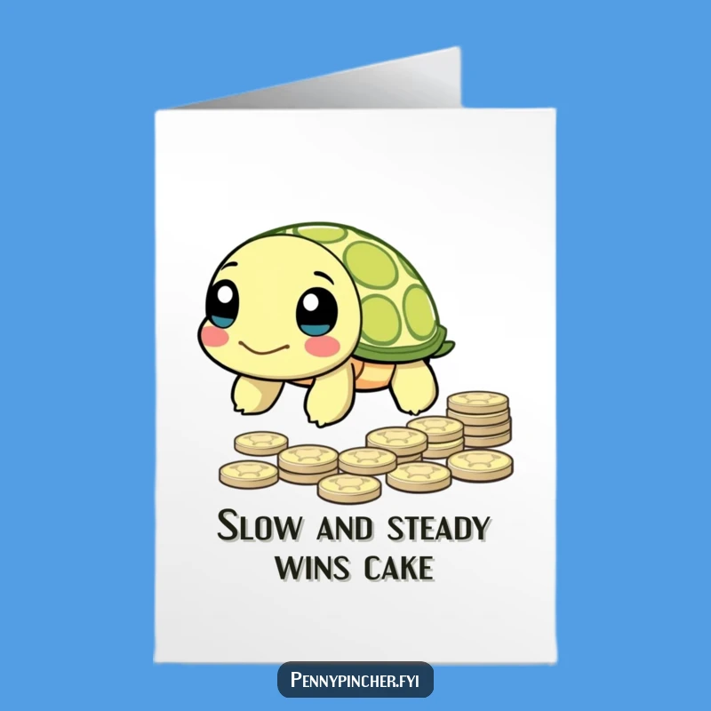 Free Printable Turtle Birthday Card, Funny Penny Collector, Downloadable & Easy to Print at Home