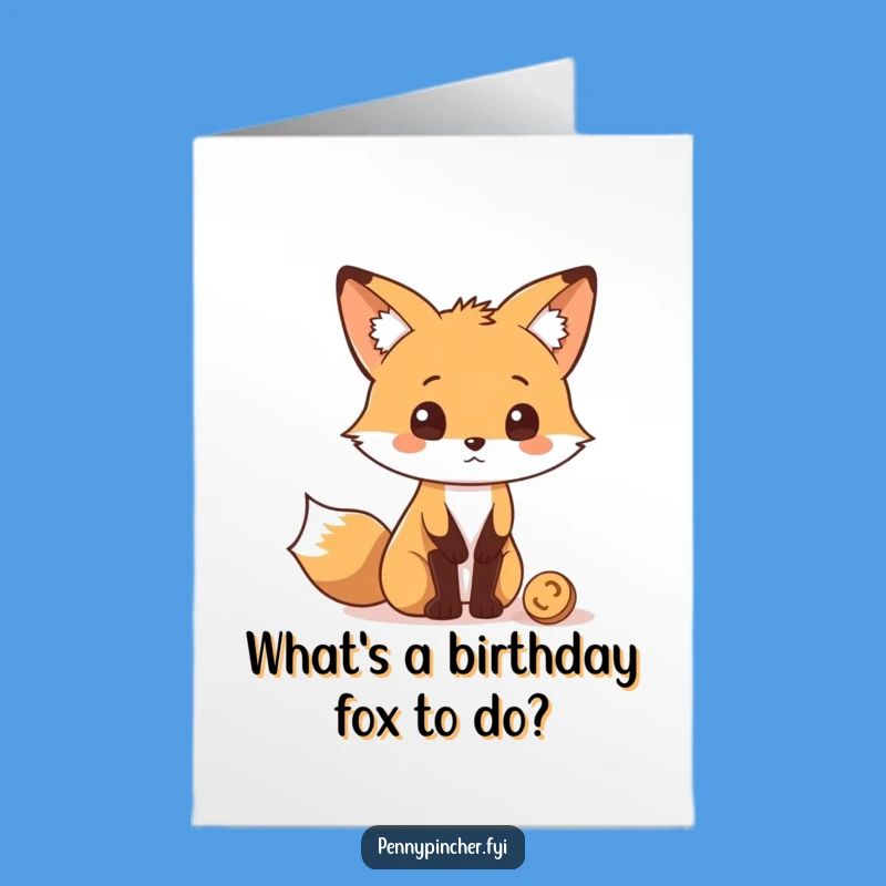 Free Printable Fox Birthday Card, Funny Coin Surprise, Downloadable & Easy to Print at Home