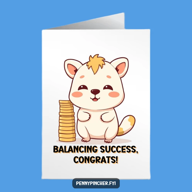 Free Printable Congratulations Card: Determined Coin Balance - Downloadable Funny Gift