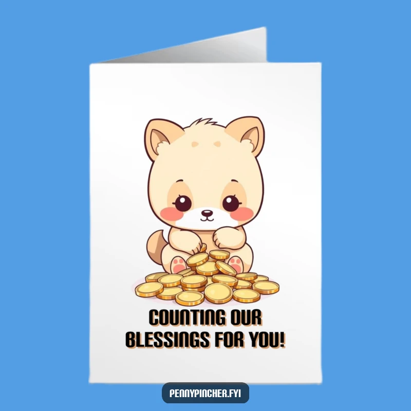 Free Printable Congrats Card: Funny Coin Counting Animal Celebrating Success, Downloadable