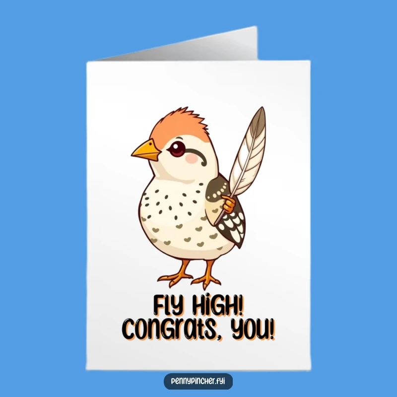 Proud Quail Feather Congrats Card: Free Printable Download for Achievements