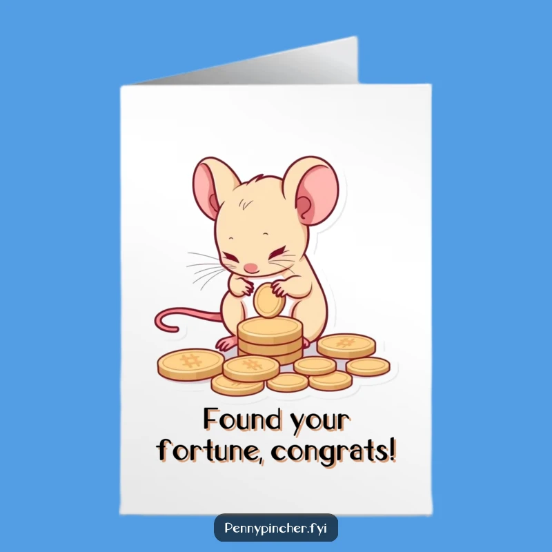 Free Printable Congrats Card: Mouse Counting Coin to Celebrate Your Big Win!