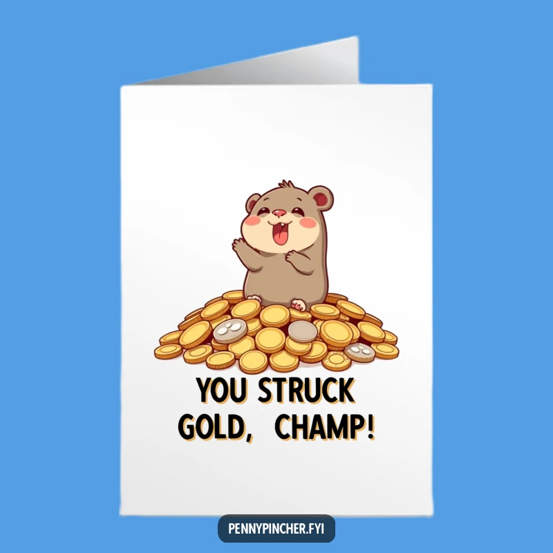 Free Printable Congrats Card: Mole Strikes Gold - Hilarious Downloadable Success Gift