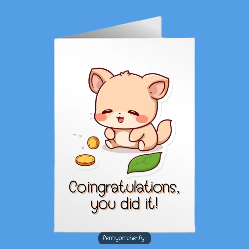 Free Printable Congratulations Card: Relieved Animal Coin Discovery - Downloadable Funny Gift