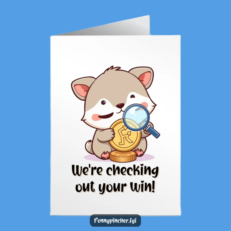 Free Printable Congrats Card: Funny Coin Investigator Animal, Downloadable Celebration