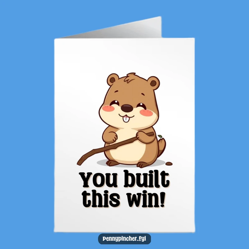 Free Printable Beaver Congratulations Card: Funny Measurement Downloadable Gift for Achievements