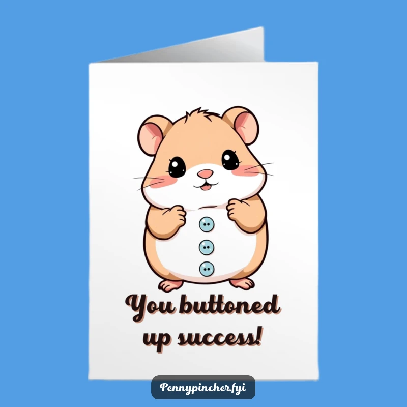 Free Printable Congrats Card: Hamster Button Master, Humorous Downloadable Success Gift