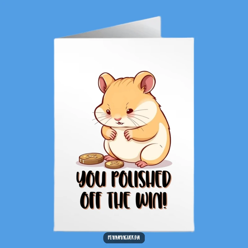 Free Printable Congrats Card: Polishing Hamster, Humorous Downloadable for Celebrating Efforts