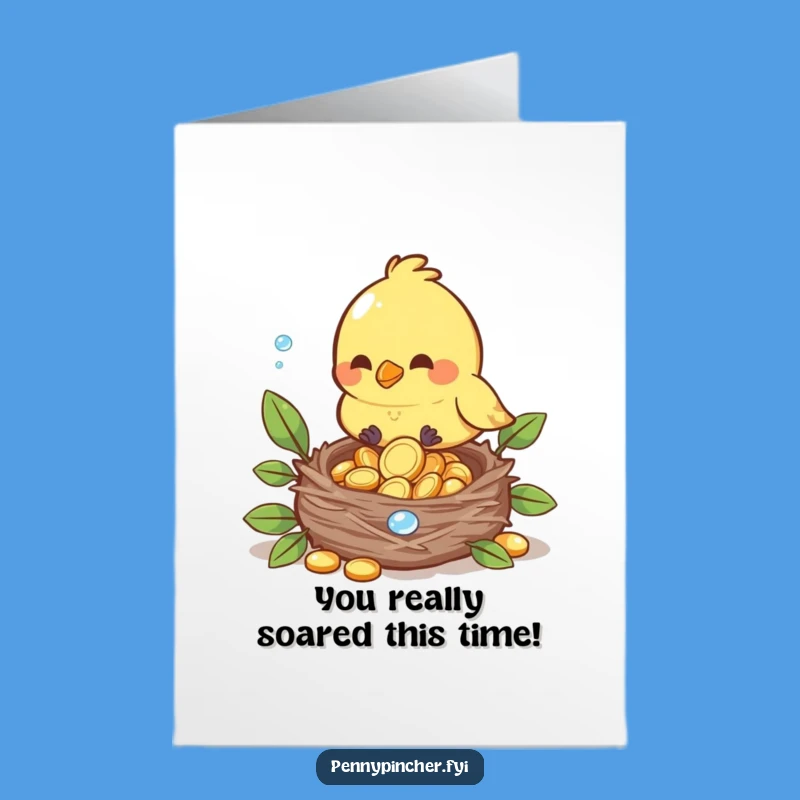 Free Printable Congrats Card: Bird Nest Egg Collector, Cheerful Downloadable Success Gift