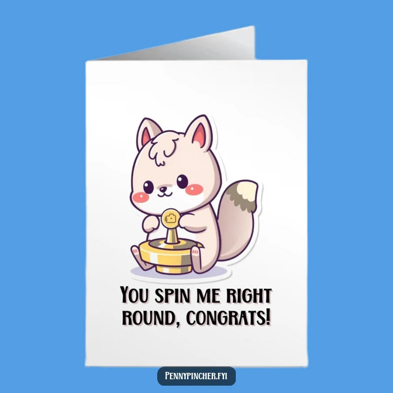 Joyful Animal Free Printable Congrats Card: Coin Spinning downloadable gift!